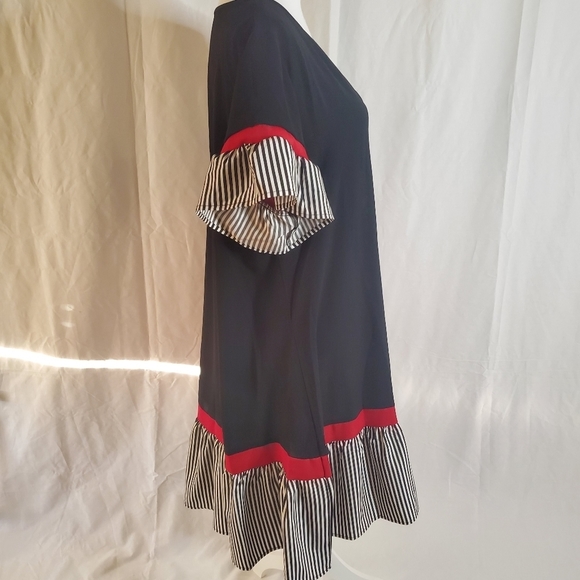 SHEIN Women's Contrast Stripped Flounce Sleeve Smock Dress NWOT - Picture 8 of 14